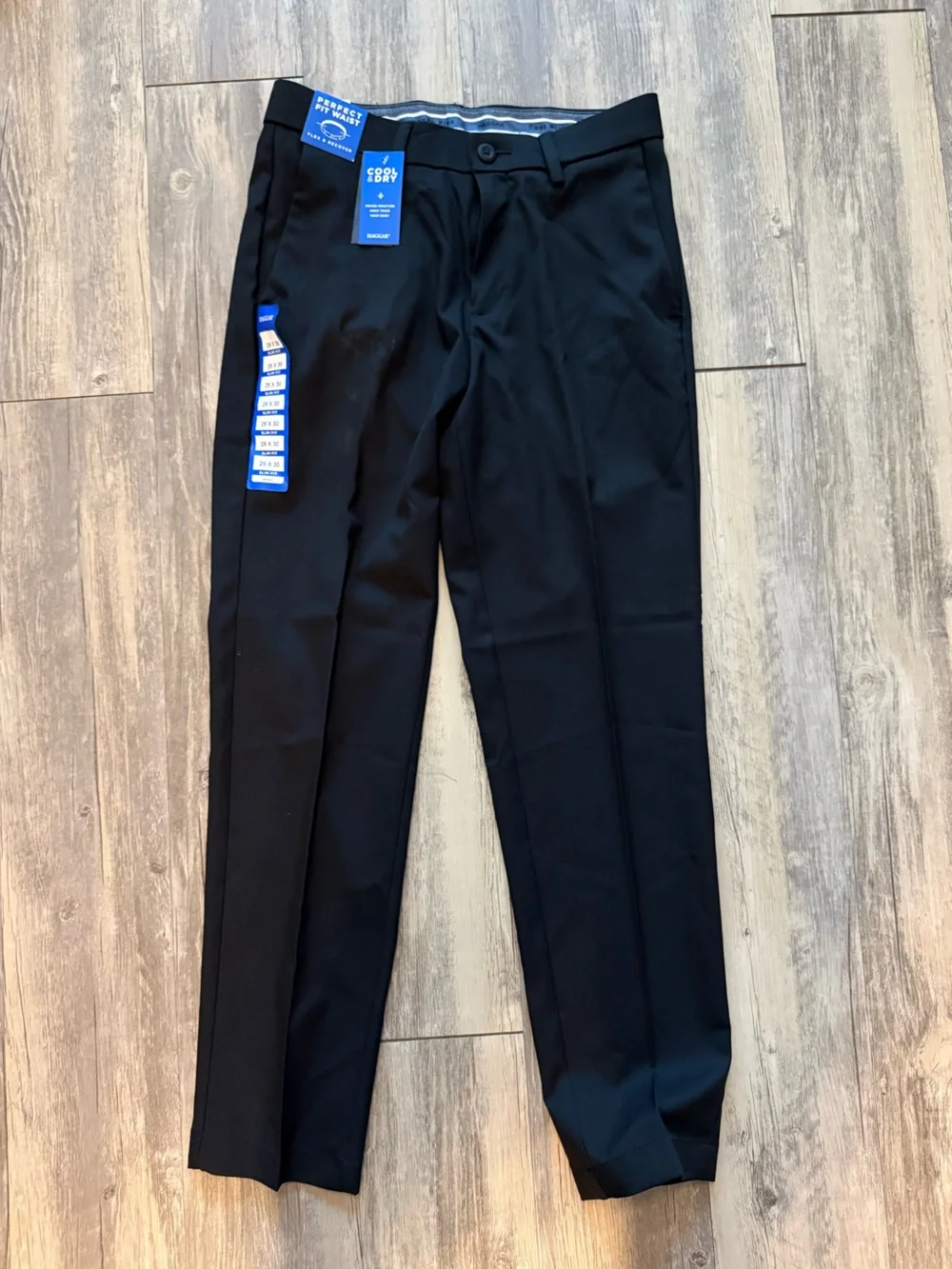 Haggar Black Men's Dress Pants - Straight Leg Performance Flex 29x30